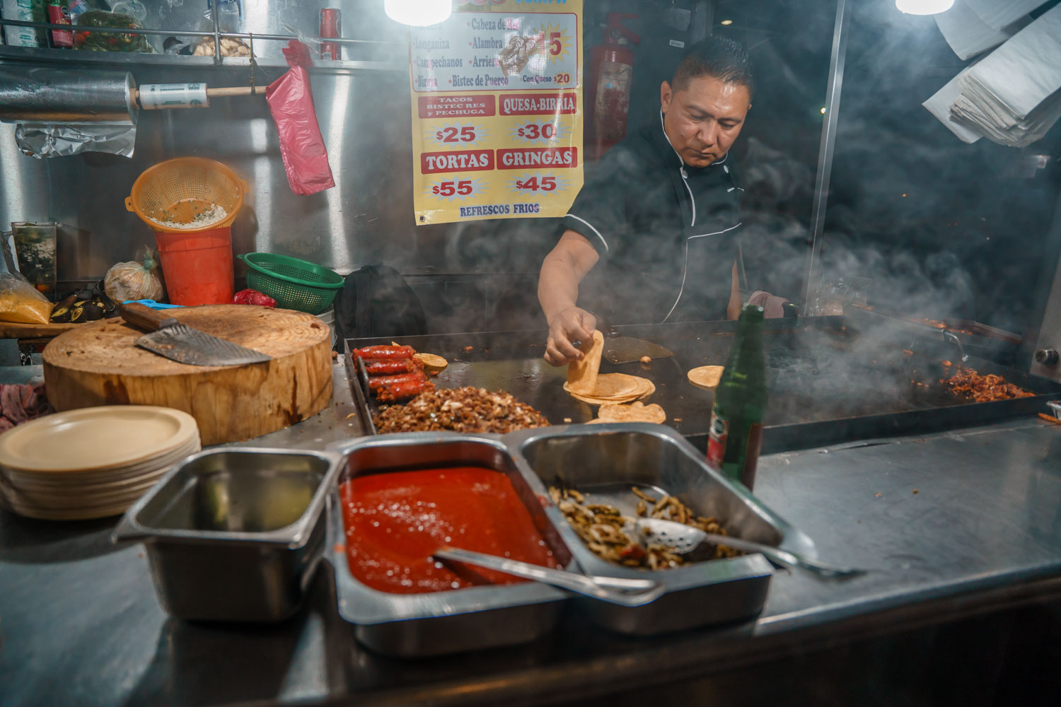 Taco street stand in Roma Norte.